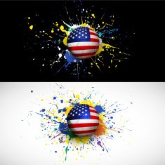 usa flag with soccer ball dash on colorful background