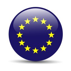 Flag of European Union as round glossy icon