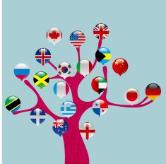 Flag badge Speech bubbles tree N2