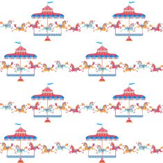 Vintage carousel horse Seamless background pattern