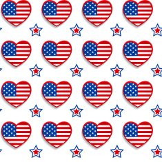 American seamless pattern with hearts and stars