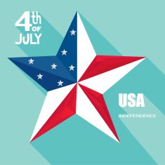 USA Independence day star and flag low poly style