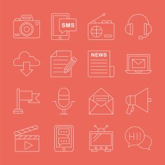 Media electronic line icon set N7