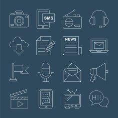 Media electronic line icon set N8