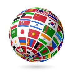 Flags globe Asia