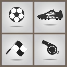 Abstract soccer icons set on gray gradient background N2