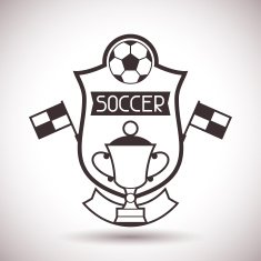 Sports label with soccer symbols N2