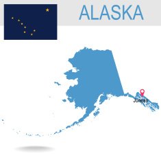 USA state Of Alaska's map and Flag N2
