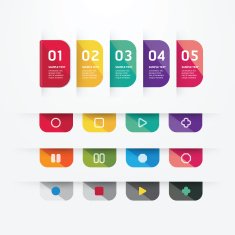 Modern design button tag blank rectangle labels set N2
