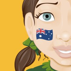 Cute Girl with Australian Flag on Cheek N2