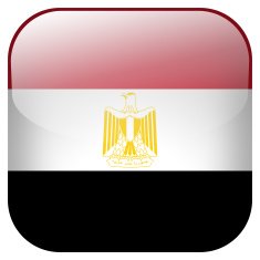 Egypt national flag square button isolated on white background