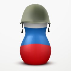 Russian matrioshka in military helmets and flag color