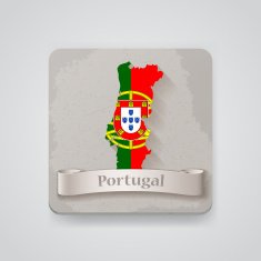 Icon of Portugal map with flag Vector illustration