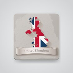 Icon of United Kingdom map with flag Vector illustration