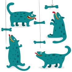 Cartoon Funny Monster Dogs Collection with Bones