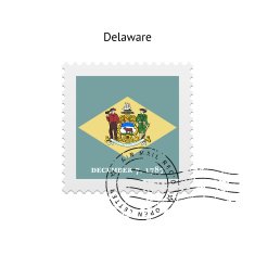 State of Delaware flag postage stamp