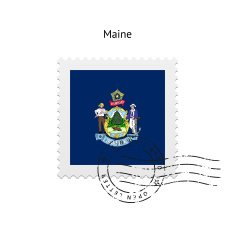 State of Maine flag postage stamp