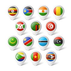 Map pointers with flags Africa N4