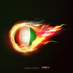Ivory Coast flag with flying soccer ball on fire vector