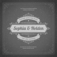 Wedding invitation card template vector vintage background N20