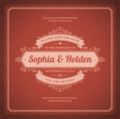 Wedding invitation card template vector vintage background N27