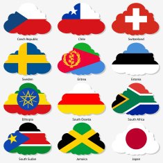 Set Flags in form clouds Vector illustration number 17