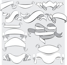 Medieval abstract ribbons crolls banners set for heraldry design elements
