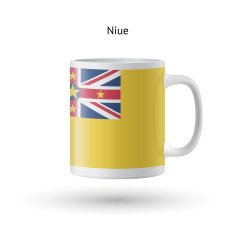 Niue flag souvenir mug on white background N2