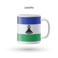 Lesotho flag souvenir mug on white background N2