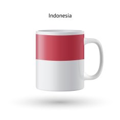 Indonesia flag souvenir mug on white background N2