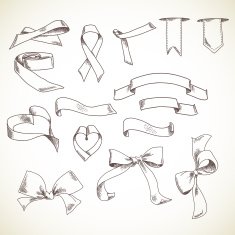 Set of holiday ribbons isolated on white background N2