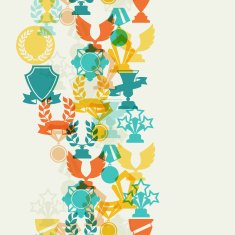 Seamless pattern with trophy and awards