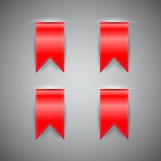Realistic Ribbon Set Isolated On Grey Background