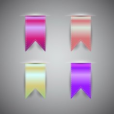 Realistic Ribbon Set Isolated On Grey Background N2