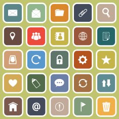 Mail flat icons on green background