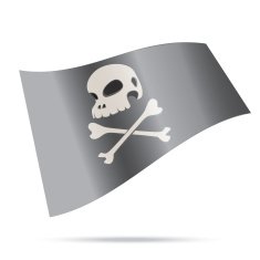 skull human pirate flag isolated N2