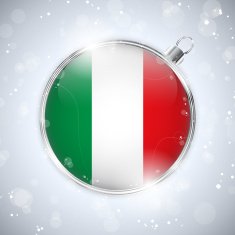 Merry Christmas Silver Ball with Flag Italy N4