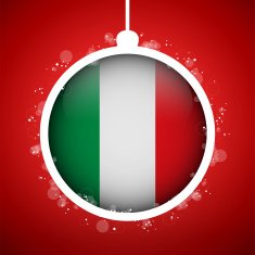 Merry Christmas Red Ball with Flag Italy
