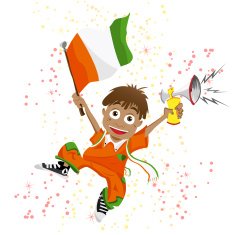 Ivory Coast Sport Fan with Flag and Horn