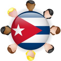 Cuba Flag Glossy Button with People