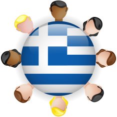 Greece Flag Glossy Button with People