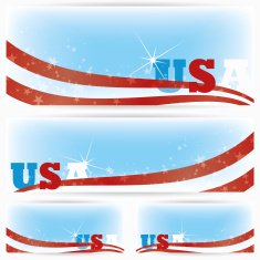 Background banners of USA flags brochure