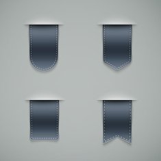 set of blue ribbons different shapes N2
