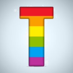 Gay Pride Glass Alphabet with Rainbow Flag N13