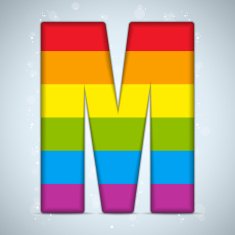 Gay Pride Glass Alphabet with Rainbow Flag N15