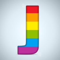 Gay Pride Glass Alphabet with Rainbow Flag N16