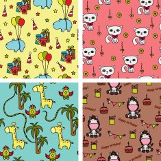 Baby animals seamless background patterns