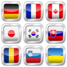 metal square national flags N4