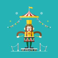 Monkey drummer circus theme Vector illustration