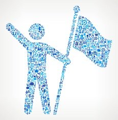 Flag and Stick Figure on Business Vector interface icon Pattern N2